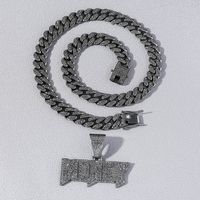 Hip Hop Lettre Alliage Placage Incruster Strass Hommes Pendentif Collier Pendentif main image 3