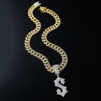 Hip-hop Letter Alloy Plating Inlay Rhinestones Men's Pendant Necklace Necklace Pendant main image 1