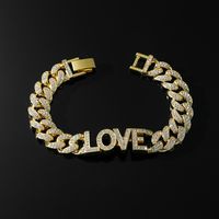 Hip-hop Love Alloy Plating Inlay Rhinestones Men's Bracelets sku image 1