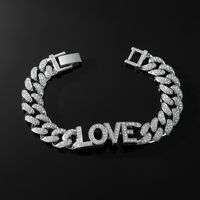 Hip-hop Love Alloy Plating Inlay Rhinestones Men's Bracelets main image 4