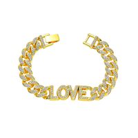 Hip-hop Love Alloy Plating Inlay Rhinestones Men's Bracelets main image 5