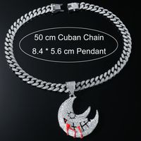 Hip Hop Lune Alliage Placage Incruster Strass Hommes Pendentif Collier Pendentif main image 5