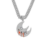 Hip Hop Lune Alliage Placage Incruster Strass Hommes Pendentif Collier Pendentif main image 4