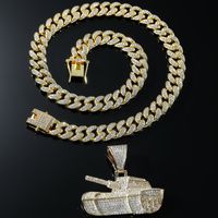 Hip-hop Tank Alloy Plating Inlay Rhinestones Men's Pendant Necklace Necklace Pendant main image 2