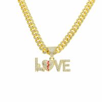 Hip Hop Amor Aleación Enchapado Embutido Diamantes De Imitación Hombres Collar Colgante Collar Colgante sku image 3