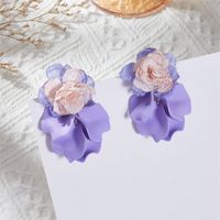 1 Pair Vacation Flower Petal Cloth Drop Earrings sku image 3