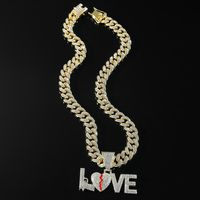 Hip Hop Amor Aleación Enchapado Embutido Diamantes De Imitación Hombres Collar Colgante Collar Colgante main image 1