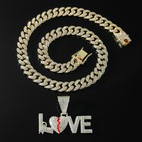 Hip Hop Amor Aleación Enchapado Embutido Diamantes De Imitación Hombres Collar Colgante Collar Colgante main image 5