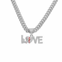 Hip Hop Amor Aleación Enchapado Embutido Diamantes De Imitación Hombres Collar Colgante Collar Colgante sku image 4