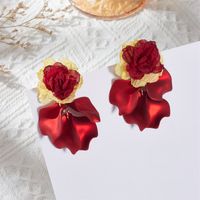 1 Pair Vacation Flower Petal Cloth Drop Earrings sku image 2