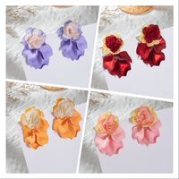 1 Pair Vacation Flower Petal Cloth Drop Earrings main image 6