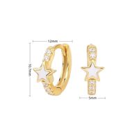 1 Pair Sweet Star Enamel Plating Inlay Sterling Silver Zircon White Gold Plated Gold Plated Hoop Earrings sku image 2