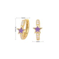 1 Pair Sweet Star Enamel Plating Inlay Sterling Silver Zircon White Gold Plated Gold Plated Hoop Earrings sku image 10