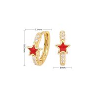 1 Pair Sweet Star Enamel Plating Inlay Sterling Silver Zircon White Gold Plated Gold Plated Hoop Earrings sku image 4