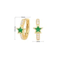 1 Pair Sweet Star Enamel Plating Inlay Sterling Silver Zircon White Gold Plated Gold Plated Hoop Earrings sku image 6