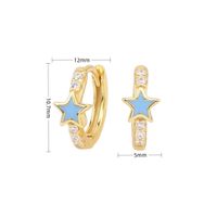 1 Pair Sweet Star Enamel Plating Inlay Sterling Silver Zircon White Gold Plated Gold Plated Hoop Earrings sku image 8