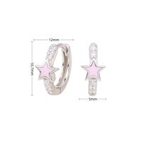 1 Pair Sweet Star Enamel Plating Inlay Sterling Silver Zircon White Gold Plated Gold Plated Hoop Earrings sku image 11