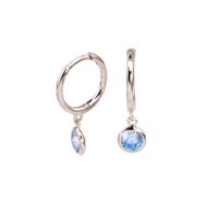 1 Pair Simple Style Round Inlay Sterling Silver Birthstone Drop Earrings sku image 3