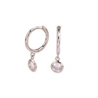 1 Pair Simple Style Round Inlay Sterling Silver Birthstone Drop Earrings sku image 4