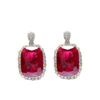 Glam Luxurious Square Copper Inlay Gem Rings Earrings Necklace sku image 3