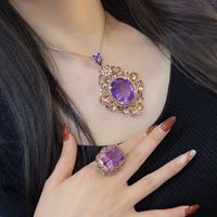 Elegant Luxurious Lady Geometric Copper Plating Inlay Zircon Rings Necklace main image 5