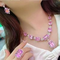Glam Luxurious Square Copper Inlay Zircon Rings Earrings Necklace main image 4