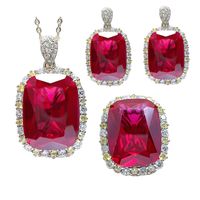 Glam Luxurious Square Copper Inlay Gem Rings Earrings Necklace main image 3