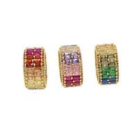 Shiny Colorful Copper Inlay Zircon Rings main image 5