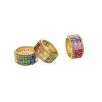 Shiny Colorful Copper Inlay Zircon Rings main image 1