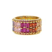 Shiny Colorful Copper Inlay Zircon Rings sku image 1