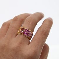 Shiny Colorful Copper Inlay Zircon Rings main image 4
