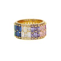Shiny Colorful Copper Inlay Zircon Rings main image 2