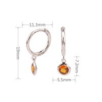 1 Pair Simple Style Round Inlay Sterling Silver Birthstone Drop Earrings main image 3
