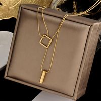 Hip-hop Streetwear Square Solid Color Stainless Steel Polishing Plating Gold Plated Necklace Pendant main image 5