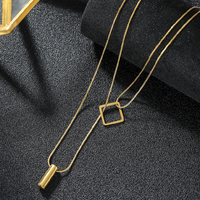 Hip-hop Streetwear Square Solid Color Stainless Steel Polishing Plating Gold Plated Necklace Pendant main image 2