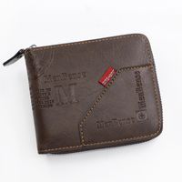 Men's Letter Solid Color Pu Leather Zipper Wallets sku image 1