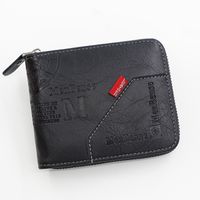 Men's Letter Solid Color Pu Leather Zipper Wallets sku image 2