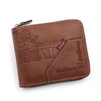 Men's Letter Solid Color Pu Leather Zipper Wallets sku image 3