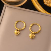 1 Pair Vintage Style Heart Shape Plating 304 Stainless Steel 18K Gold Plated Drop Earrings main image 1