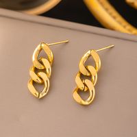 1 Pair Casual Simple Style Chain Plating 304 Stainless Steel 18K Gold Plated Drop Earrings main image 1