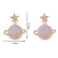1 Pair Elegant Planet Plating Inlay Copper Pearl Zircon 14k Gold Plated Drop Earrings main image 4