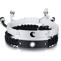 Bijoux En Gros Romantique Style Simple Soleil Lune Acier Inoxydable 304 Corde Acier Inoxydable Placage De Vapeur Sous Vide Noir Cordon Bracelets sku image 1