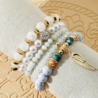 Bohemian Wings Artificial Crystal Artificial Pearl Turquoise Beaded Charm Women's Bracelets main image 1