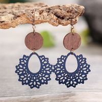 1 Pair Bohemian Geometric Pu Leather Wood Drop Earrings sku image 5