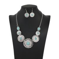 Retro Ethnic Style Geometric Alloy Plating Inlay Turquoise Women's Earrings Necklace main image 4