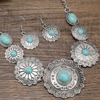Retro Ethnic Style Geometric Alloy Plating Inlay Turquoise Women's Earrings Necklace main image 5
