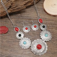 Retro Ethnic Style Geometric Alloy Plating Inlay Turquoise Women's Earrings Necklace main image 3