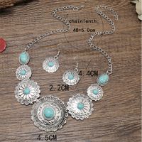Retro Ethnic Style Geometric Alloy Plating Inlay Turquoise Women's Earrings Necklace main image 2