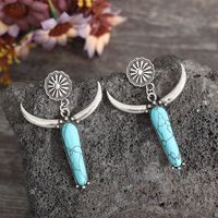 1 Pair Ethnic Style Cattle Plating Inlay Alloy Turquoise Drop Earrings main image 2
