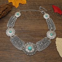 Retro Ethnic Style Flower Alloy Plating Inlay Turquoise Women's Necklace main image 1